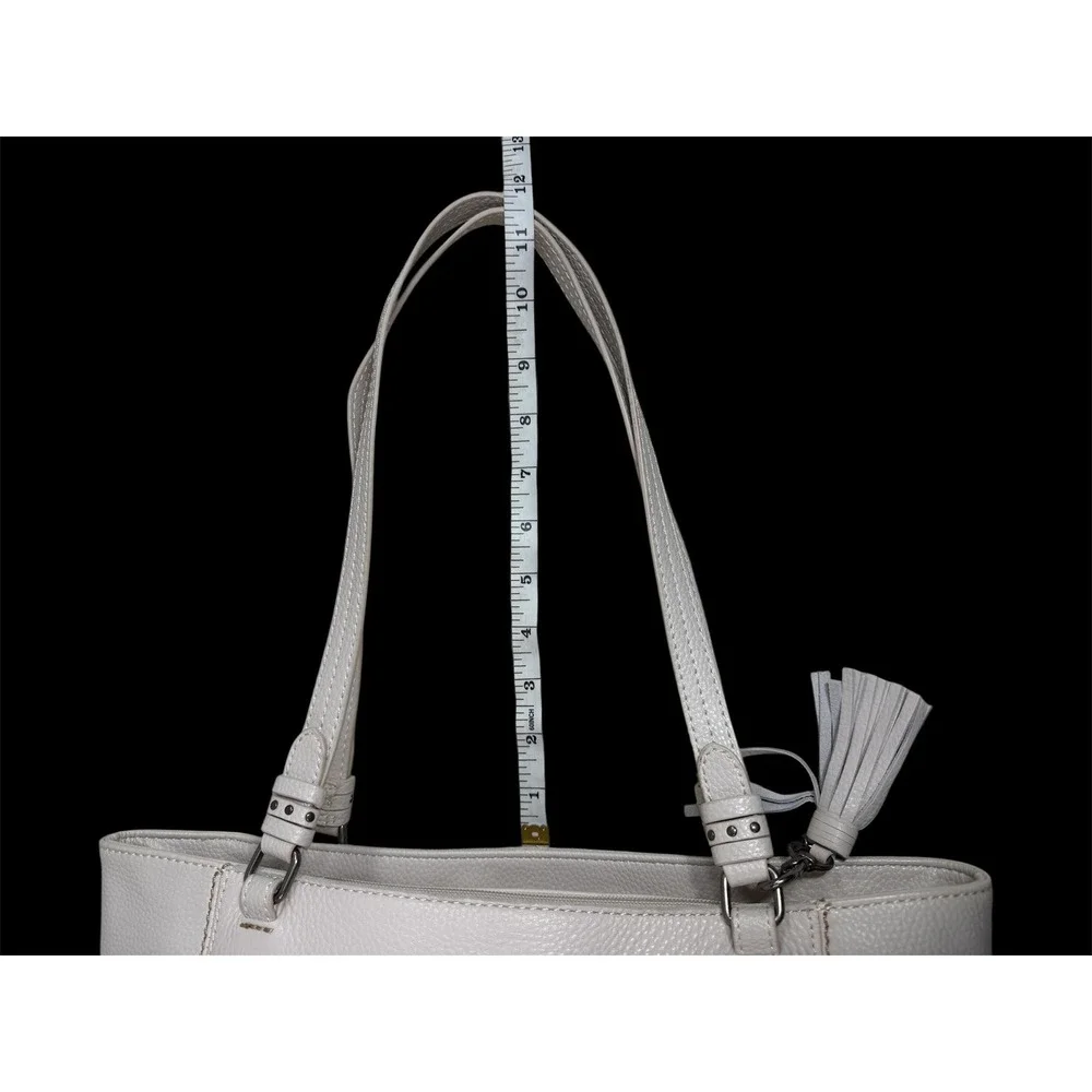 The Sak Sequoia Tote Beige Pebbled Leather Perforated Floral Tote Shoulder Bag